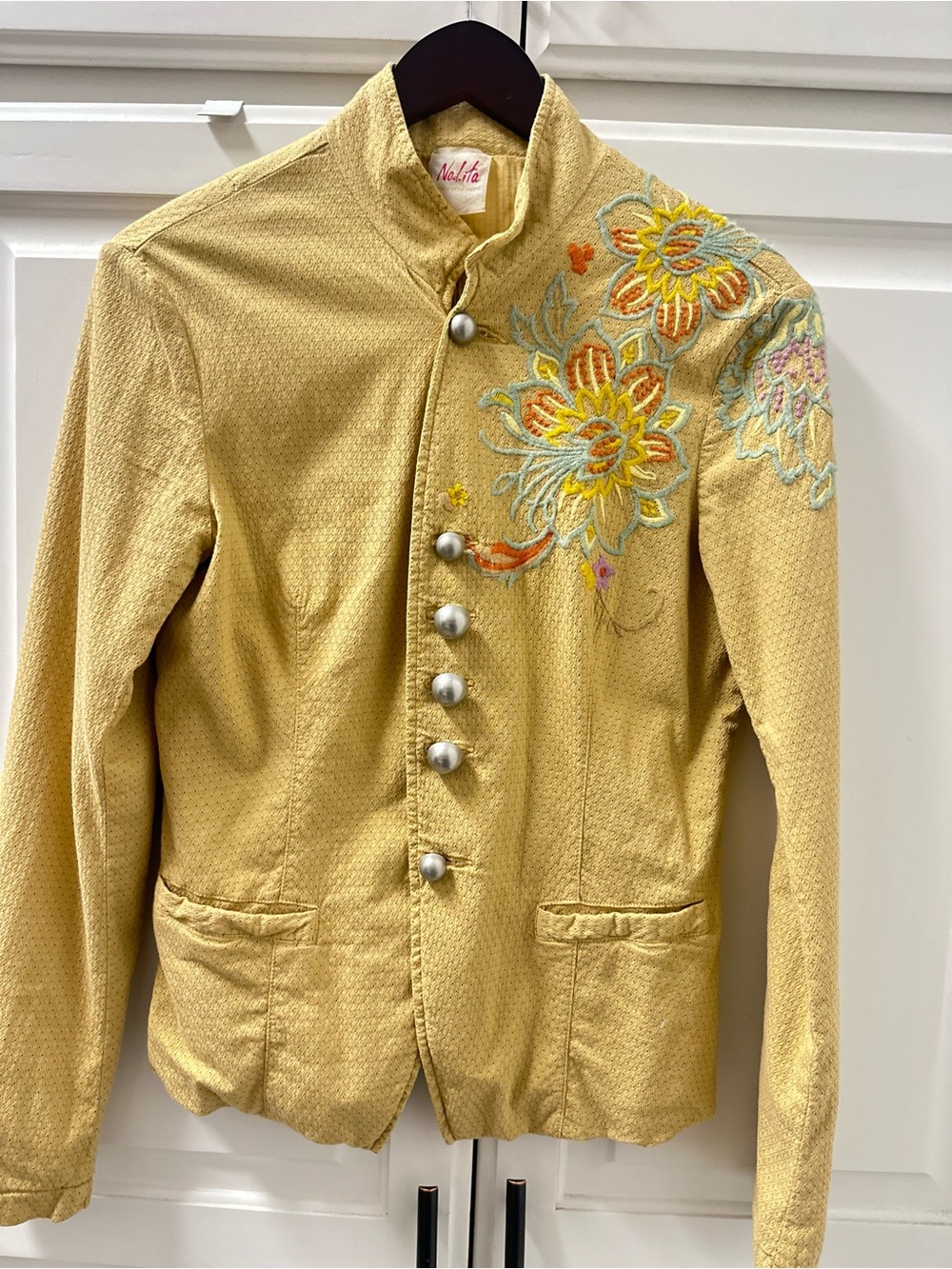 Nolita Vintage Italian - size 10-12  Yellow Floral Embroidered Women's Jacket